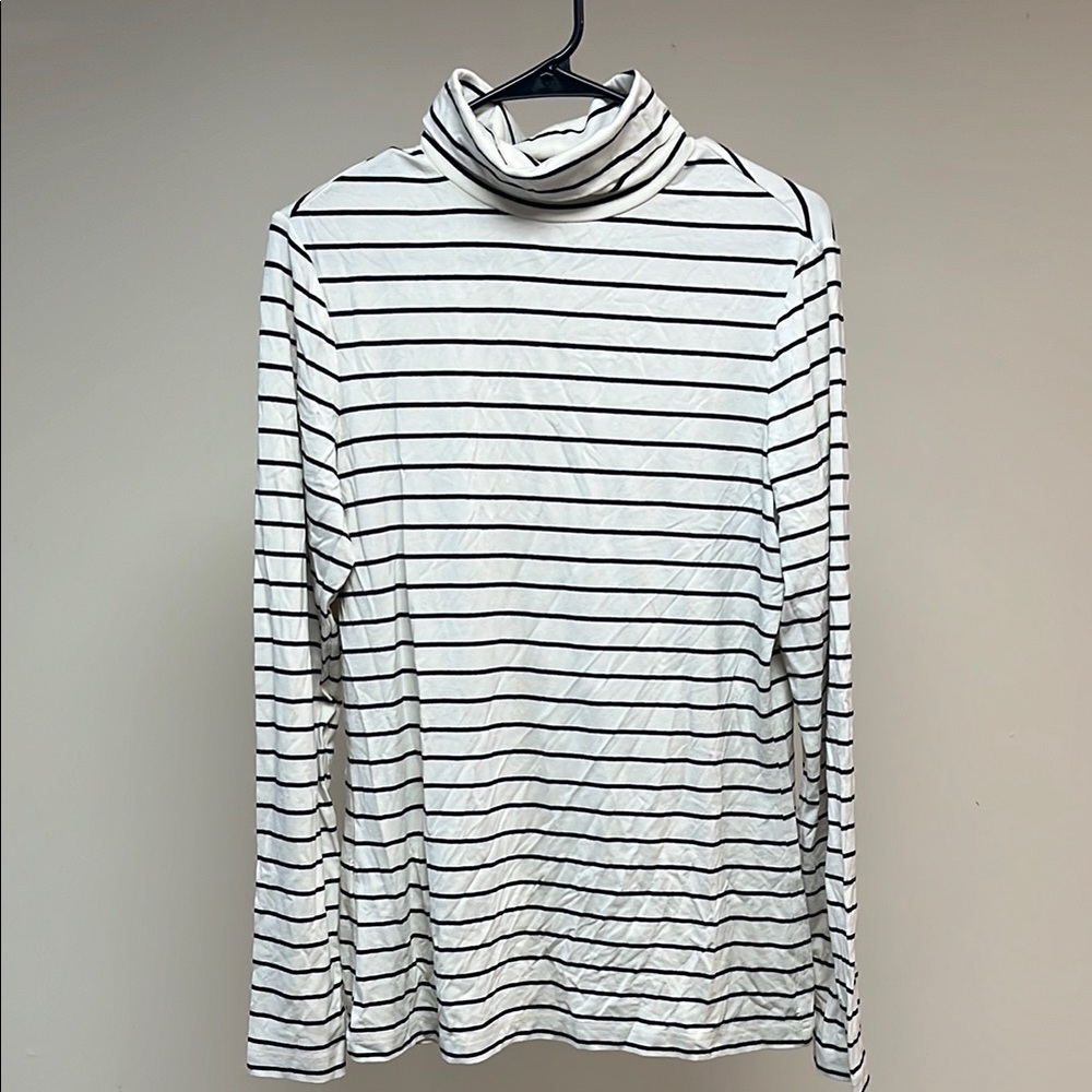 Striped Cream and Black Long Tall Sally Turtleneck